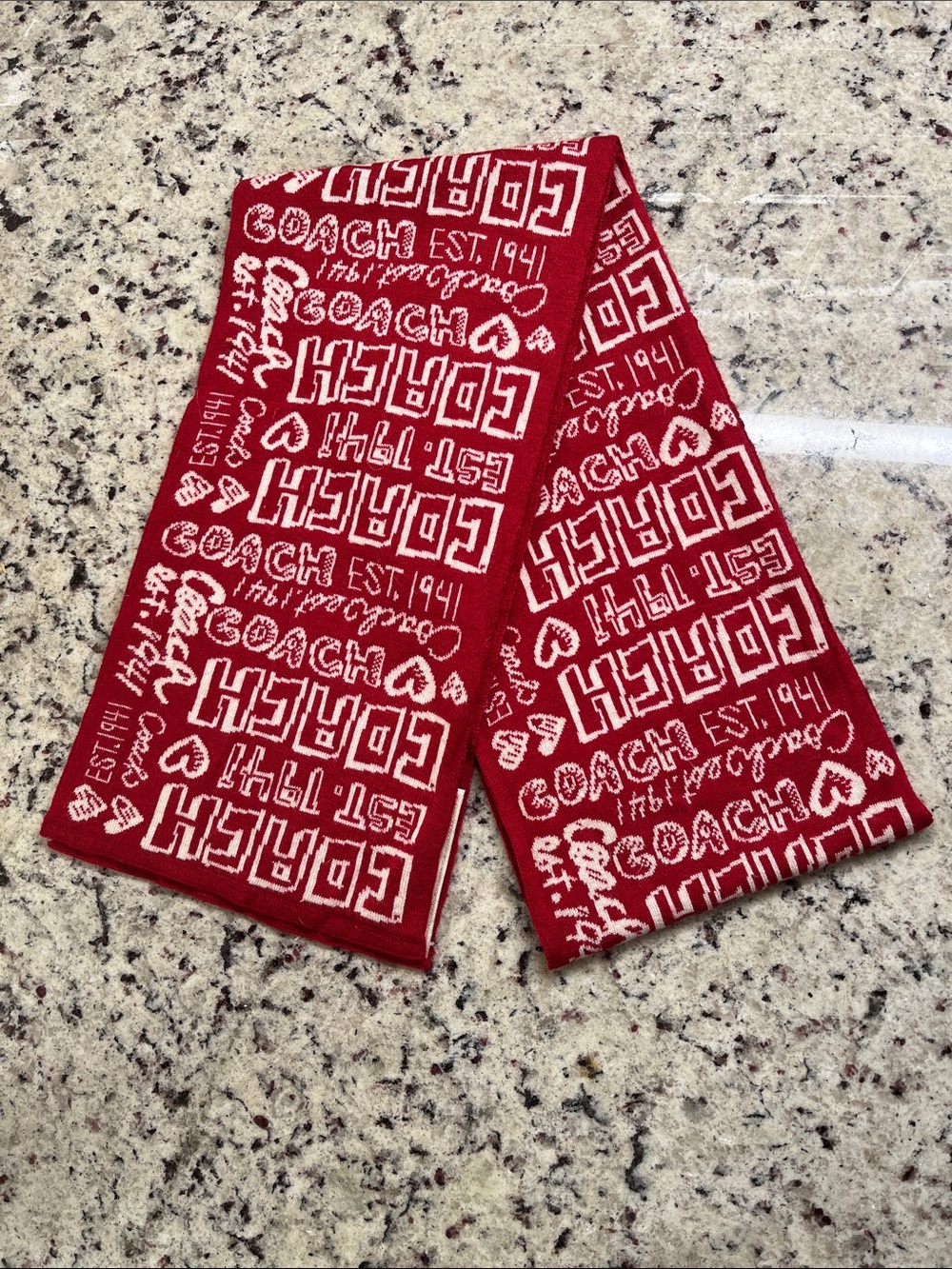 Coach Doodle Print Scarf in Red EUC